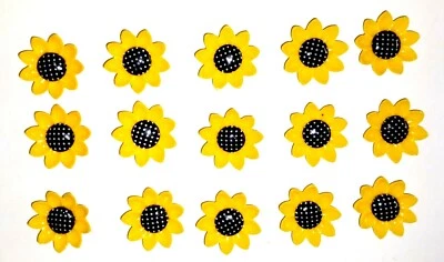 SUNFLOWER 3D SPECIAL Thumb Tacks 15pc Kitchen or Office Handmade Decorative - Image 1 of 4