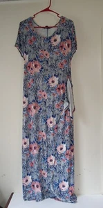 Ronni Nicole Dress Size Medium Blue Floral Long Slip Summer Vacation Sundress - Picture 1 of 4