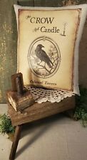 VINTAGE PRIMITIVE ANTIQUE SHAKER COLONIAL STYLE CROW AND CANDLE TAVERN PILLOW