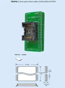 Adaptador de enchufe WL-TSOP48-U001 0,5 mm paso 20 mm ancho para programador Wellon - Imagen 1 de 1