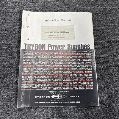 Instrucciones de fuente de alimentación transistorizada Trygon M5C 40-30 OV serie Super Mercury Foto 1 de 3