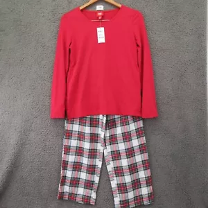 Macys Womens Pajama Set Red Plaid Comfy Scoop Neck Long Sleeve S New - Picture 1 of 18