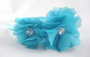 New Teal Blue Flower Headband With Rhinestones NWT #H0088 - Picture 1 of 4