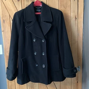 Women’s Lands’ End Black Pea Coat 20W Winter Coat - Picture 1 of 5