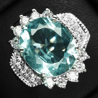 Gleaming Crystal Blue Aquamarine 4.60Ct 925 Sterling Silver White Gold Rings - Image 1 of 4