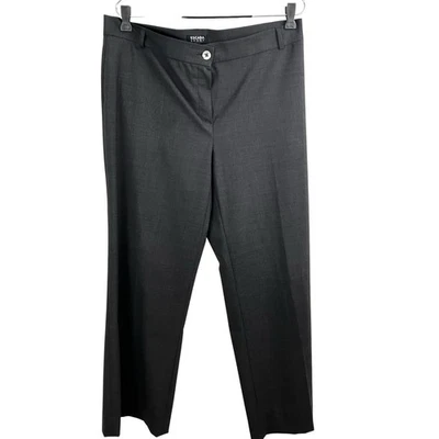 Calça social ESCADA SPORT 40 EUA 8 lã cinza carvão escritório carreira minimalista - Imagem 1 de 4