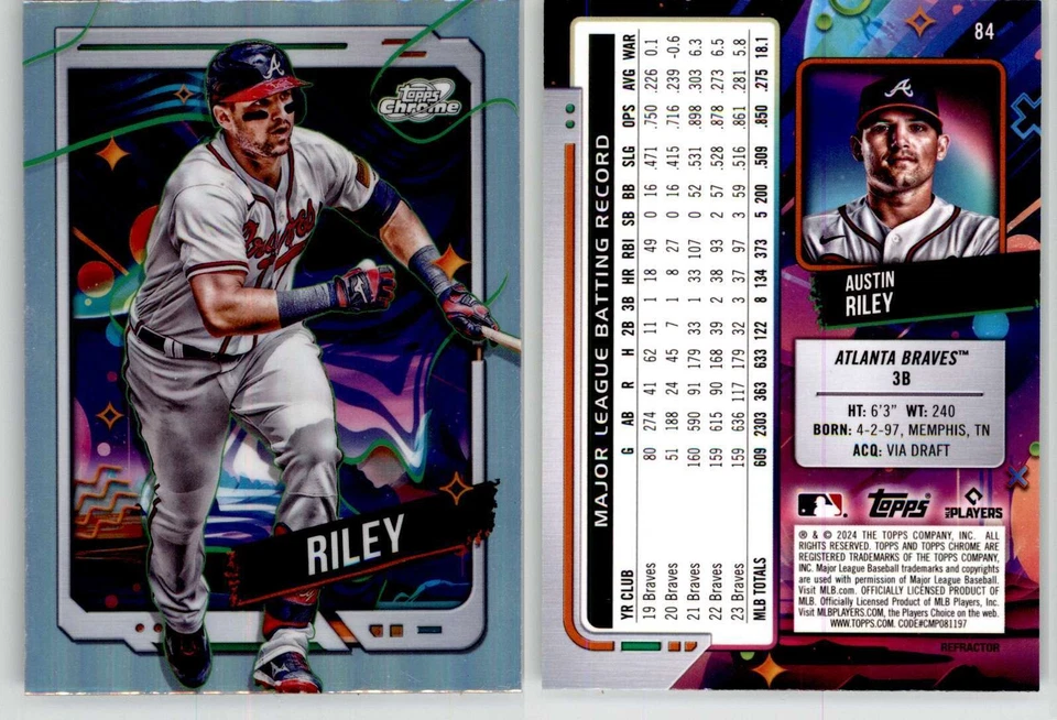Austin Riley 2024 Topps Chrome Cosmic Refractor #84 Braves EX - Image 1 of 1