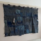 Large Antique 19thC 1800s Japanese Boro Fabric Tapestry Panel Indigo Dye Patches