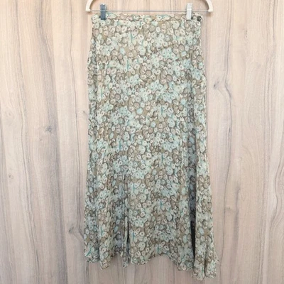 Y2K Jones Нью-Йорк женщин шелк Midi юбка размер 6 бежевый цветочный коттедж романтический - Изображение 1 из 4
