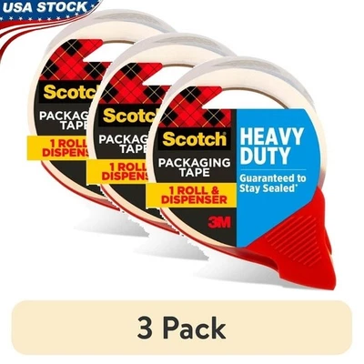 Heavy Duty Packing Tape Dispenser Industrial Strength Moving Shipping Box 3 Pack — 第 1/4 张图片