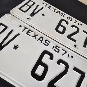 Conjunto de pares de matrículas Texas 1957 vintage antiguo clásico 57 - Imagen 1 de 3