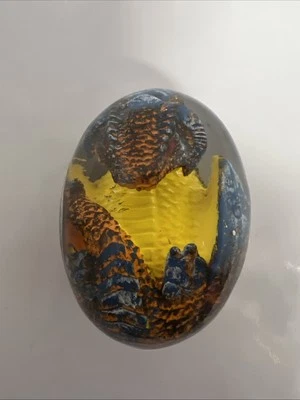 Dragon Egg Transparent Crystal Lava Dinosaur Egg Resin Sculpture Blue Yellow - Image 1 of 4