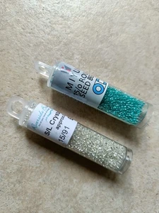 2 x Miyuki & Riverside Beads Round Seed & Crystal 15/0 Turquoise & Clear - Picture 1 of 2