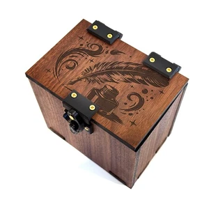 Lorcana Deckbox, 100+ Karten, Würfelablage, Verzauberte Tinte Deckbox Handarbeit Holz - Bild 1 von 8