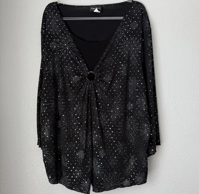 Top de lentejuelas de colección caprichoso gótico bruja hada espacio núcleo gótico 2X mangas de campana Foto 1 de 4