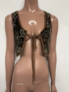 Vintage Dolce & Gabbana D&G Cropped Braun Nieten Wildleder Weste 38 XS - Bild 1 von 9