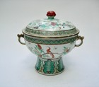 OLD CHINESE FAMILLE ROSE BOWL & COVER, 3PC SET, 19TH TO EARLY 20THC