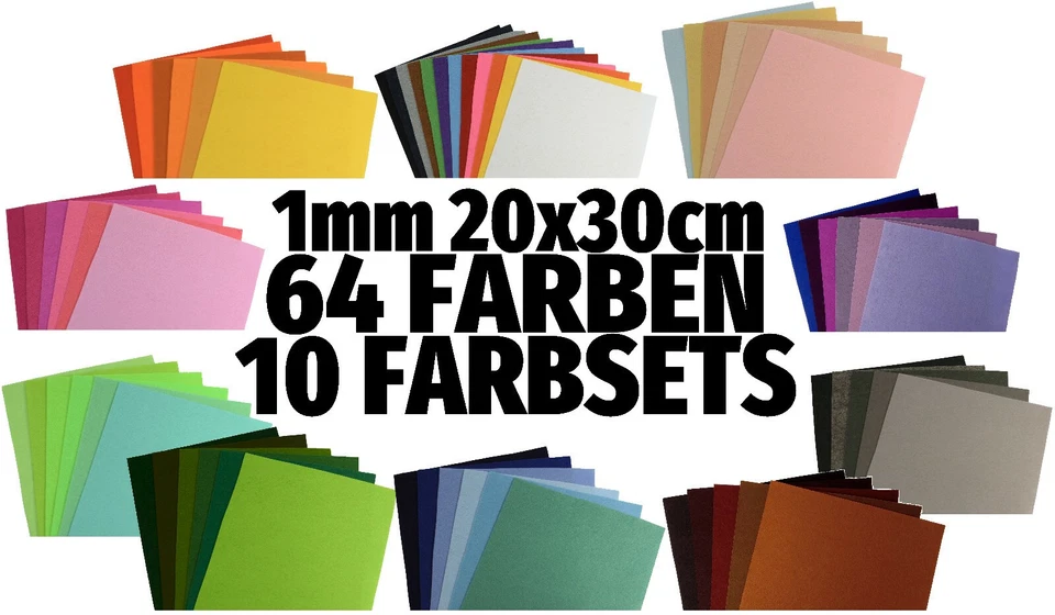 Feutre plaque de feutre feutre de bricolage 1 mm 20 x 30 cm A4 64 couleurs... - Photo 1/1