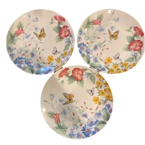 Annabelle Pfaltzgraff  Floral Butterfly Plates 8" Salad Plates Lot of 3 - Picture 1 of 3