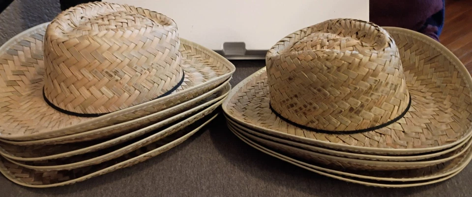 Lote De 10 Paja Adulto Granero Baile Vaquero Sombrero Western Rodeo Disfraz Foto 1 de 2