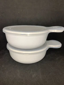 2 Grab It White Bowls Corning Ware Plastic Sheer Lid P-150-B 15 oz - Picture 1 of 5