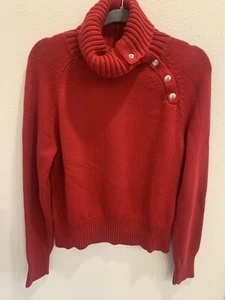 American Living Sweater Womens Large Red Silver Button Detail Chunky Y2K Casual - Picture 1 of 6