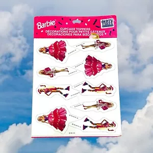 Vintage 90s Blonde Barbie Mattel Cupcake Toppers Pink Cake Decorations 18 Pc - Picture 1 of 4