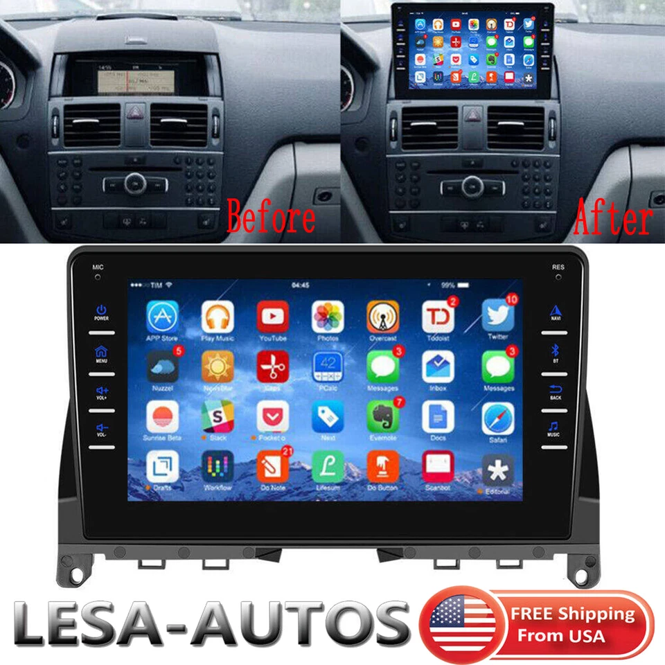 RADIO COCHE 8" MERCEDES BENZ C200 C230 C300 2006-2011 ANDROID 13 GPS 2GB+32GB Foto 1 de 4