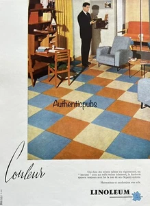 PUBLICITE LINOLEUM LINO REVETEMENT SOL PLASTIQUE DE 1955 FRENCH AD PUB VINTAGE - Imagen 1 de 1
