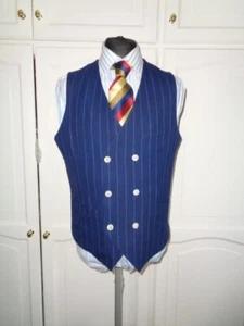DEVRED SAS NAVY DOUBLE BREASTED WAISTCOAT SIZE XL--UK 44 PIT TO PIT 22" - Picture 1 of 7