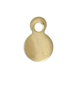 DIMINUTO 4 mm Oro Amarillo Sólido 14k Dije Colgante Estampado ABIERTO Ojal - Imagen 1 de 3