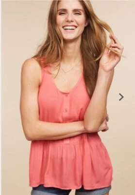 NWT Motherhood Maternity Lift Up Button Nursing Tank Coral Flowy Shirt Medium - Image 1 of 4