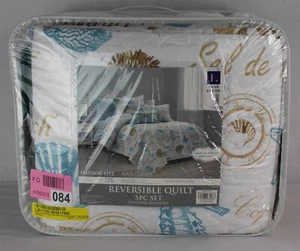 Lush Decor Harbor Life 5 Piece Reversible Quilt Set – Blue/Taupe – Twin/Twin XL - Picture 1 of 7