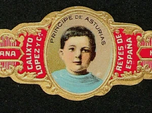 476BtN-VITOLA Antigua-Old Cigar Band CALIXTO LOPEZ Y Co. PRINCIPE DE ASTURIAS - Picture 1 of 3