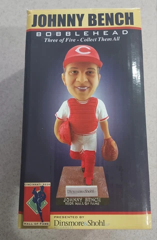Johnny Bench Lot. Bobblehead "N" plus 5 cards. See pics for condition Cover