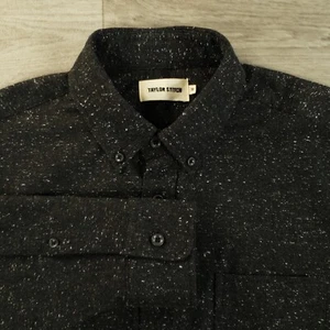 Camisa Taylor Stitch Abotonada Para Hombre 38 Pequeña Gris Franela Moteada Manga Larga - Imagen 1 de 12