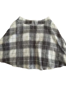 Vintage Mini Skirt Flannel Brown Plaid Academia Preppy Skater Circle Small - Picture 1 of 4