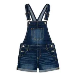 Jordache Girls Blue Jean Roll Cuff Shortalls Size 7-8 M - Picture 1 of 2