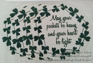 4 NEW ST PATRICKS DAY BRAIDED ROUND PLACEMAT TABLE MAT w SHAMROCKS w IRISH POEM - Picture 1 of 2