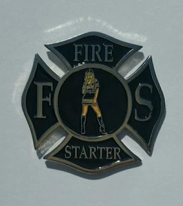 Fire department pin. Babe Hero Biker Fireman shield fire station firefighting - Picture 1 of 3