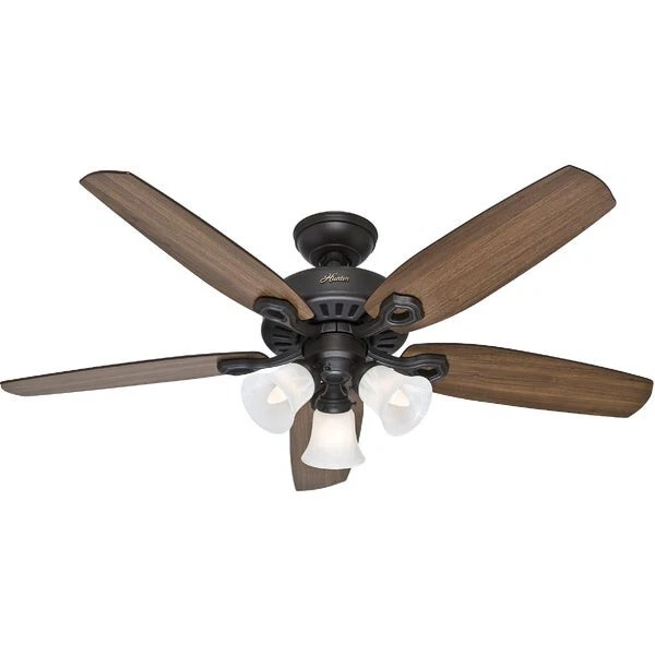 Hunter 53238 Builder Plus 52 In. Indoor Bronze Ceiling Fan With Light Kit