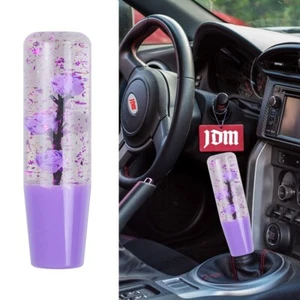15cm JDM Clear All Purple Glitter Real Rose Flower Manual Gear Stick Shift Knob - Picture 1 of 10