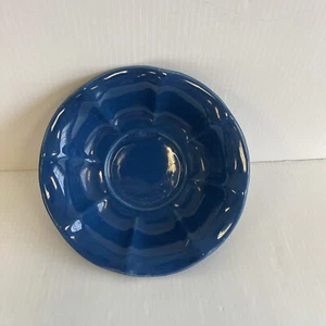 Vintage McCoy Marked USA Pottery Scalloped Basin Bowl Blue Glazed - Picture 1 of 16