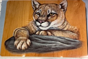 KAREN HUBBARDS CUPBOARD “Cougar” TOLE PAINTING PATTERN Nature Animals 10”x10.5” - Picture 1 of 5