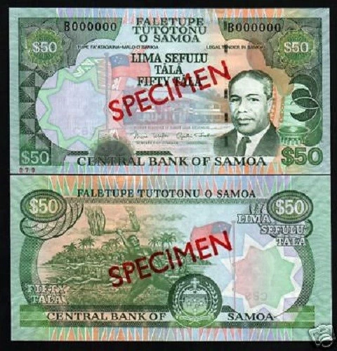 WESTERN SAMOA 50 TALA NEW 2005 *Specimen FLAG KING DANCE UNC OCEANIA BANK NOTE - Image 1 of 1