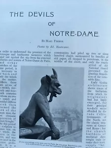 Groteske Gargoyles Devil Notre Dame Paris Zehachepi Pass viktorianische Artikel 1899 - Bild 1 von 7