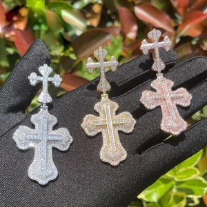 Hip Hop Cross Pendant Necklace TopBling 5A Zircon Gold Plated Religious Jewelry - Picture 1 of 21