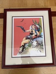 Impresión firmada por Dave Stevens 1989 mate y enmarcada - Imagen 1 de 4