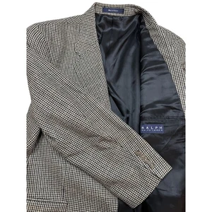 Vintage Ralph Lauren Herren Blazer Hahnentritt Wolle Seide Anzug Sakko 44R Canada - Bild 1 von 14