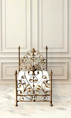 CAMA MINIATURA CASA MUÑECAS ESCALA 1:12 HIERRO FORJADO TAMAÑO INDIVIDUAL "HAUTE BOIS" Foto 1 de 4